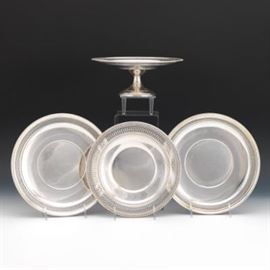 Sterling Silver, Four Related Serving Pieces, Including Lunt and Gorham, ca. Middle 20th Century