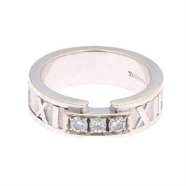 Tiffany  Co. 18k Gold and Diamond Atlas Ring 