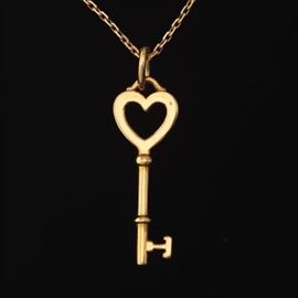 Tiffany  Co. Gold Key on Chain 