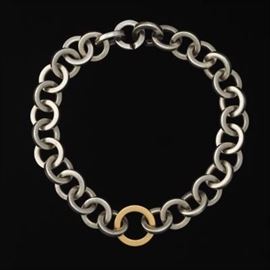 Tiffany  Co. Sterling Silver and Gold Bracelet 