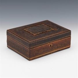 Venetian Tooled Leather Vanity Box, ca. 19th Century 