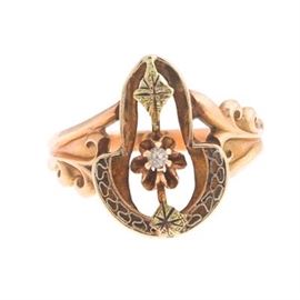 Victorian Ladies TriTone and Diamond Ring 