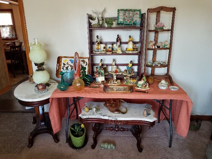 Marble top Coffee table and items of interest
