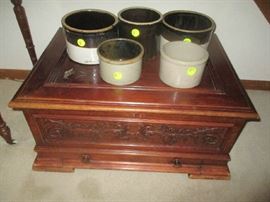 wonderful storage trunk and Crocks