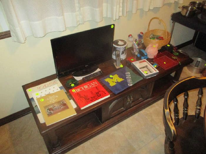 Coffee table television and miscellaneous items