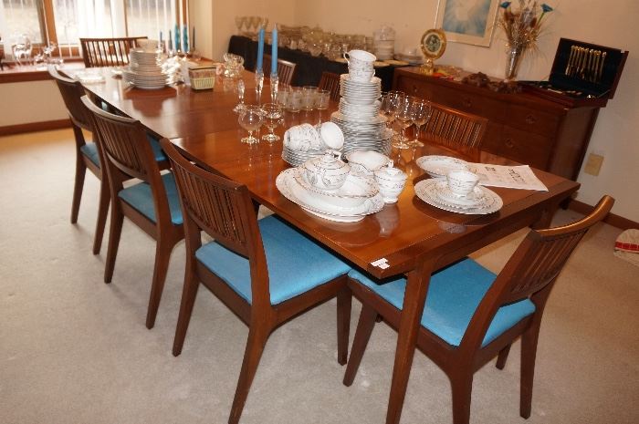 Mid-century modern dining room for 8, sturdy legs- good condition-  $1175.00