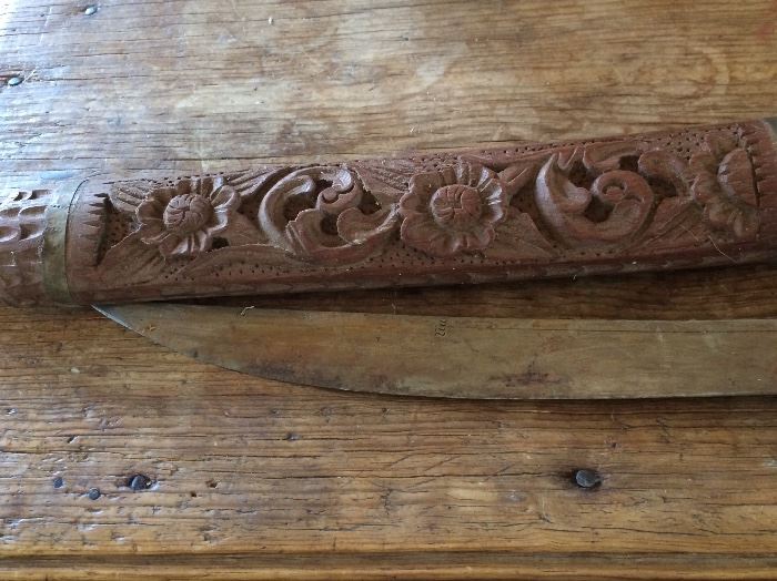 Detail of carving on scabbard