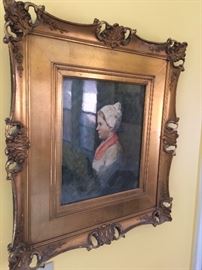 Star of the sale! My favorite piece! Thomas Raphael Congdon (1862-1917) Holland, water color of Dutch girl, dated 1900 in antique gilded frame, under glass