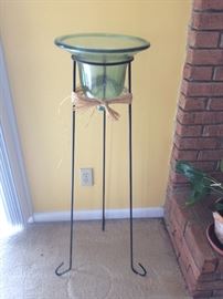 Large metal and glass candle stand