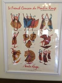 Many, many pieces of framed "dance art"