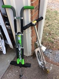 Pogo stick and Razor scooter
