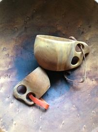 2 hand-carved wooden cups from Finland