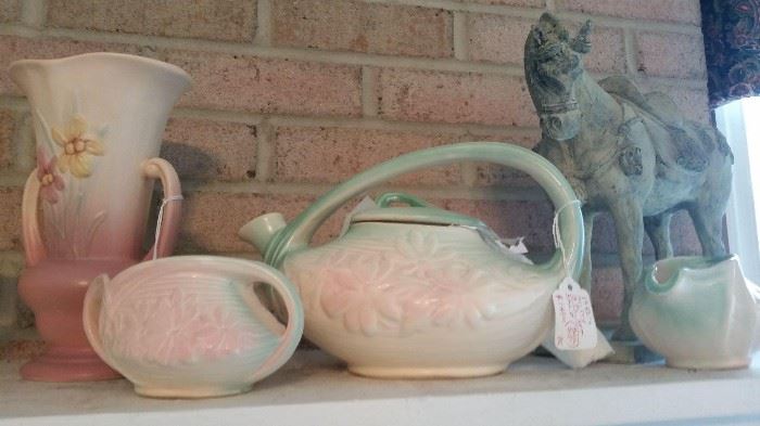 McCoy Daisy pattern teapot with cream and sugar
