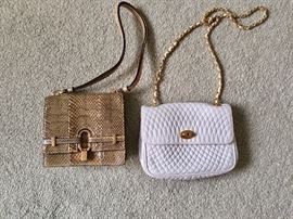 Gucci (left) and Bally (right) handbags