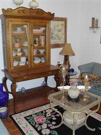 Antique library table; antique cupboard top (sold separately)