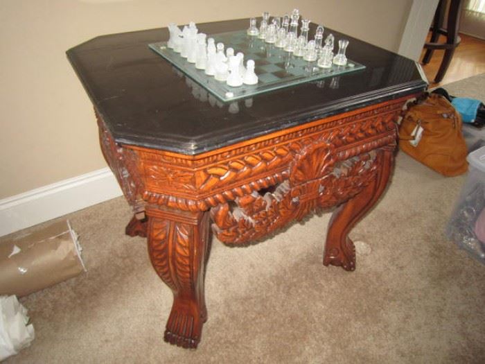 Marble top end table matches the coffee table