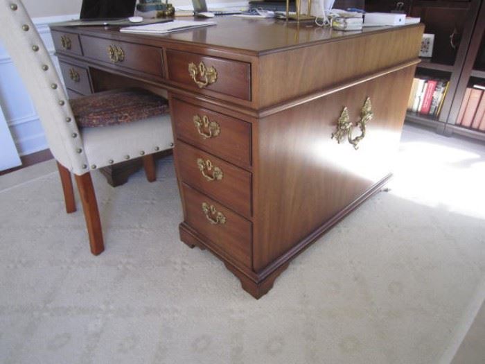 Kittinger partner's desk.  The top rests on 2 pillars of drawers for easy moving