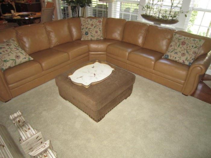 Palliser leather sectional sofa-8' X 8' aniline dyed leather throughout.