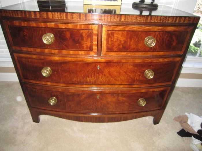 Henredon banded mahogany bowfront chest in the Aston Court collection