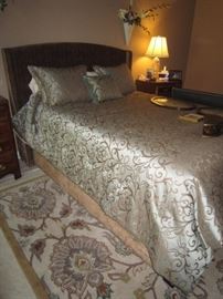 Queen Bed with upholstered headboard and siderails