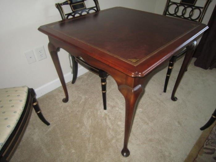 Kittinger embossed leather top game table