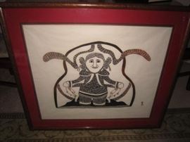 Cape Dorset stonecut print "Fisherwoman"