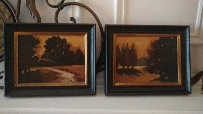 Pair of small Jann Harrison paintings framed size 8" x 10" each