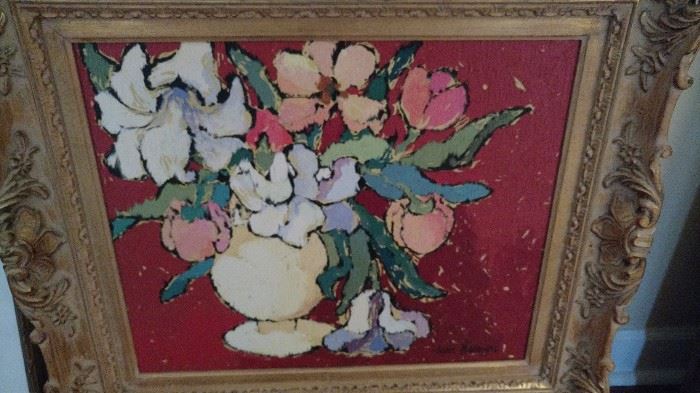 Jann Harrison "Still Life With Lilies"  framed 32" x 29"