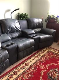 Blue leather recliners