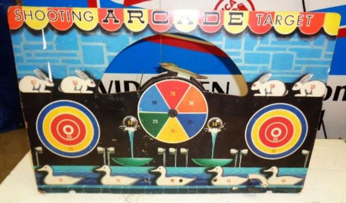 Vintage "Shooting Arcade Target" Game with Metal Ducks