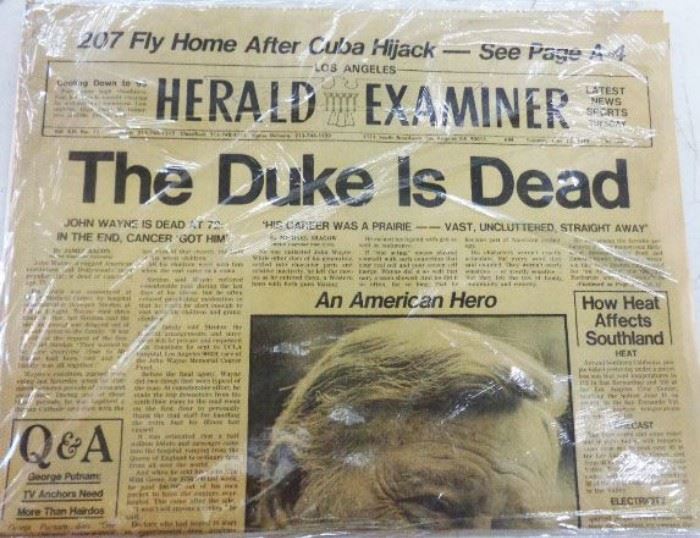Original Newspaper- "Death of John Wayne"