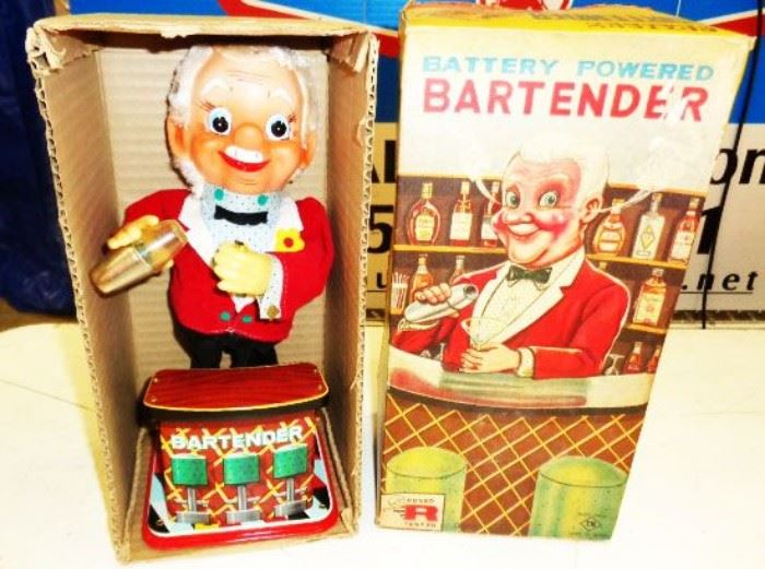 Vintage "Bartender" Tin Toy with Box, MINT
