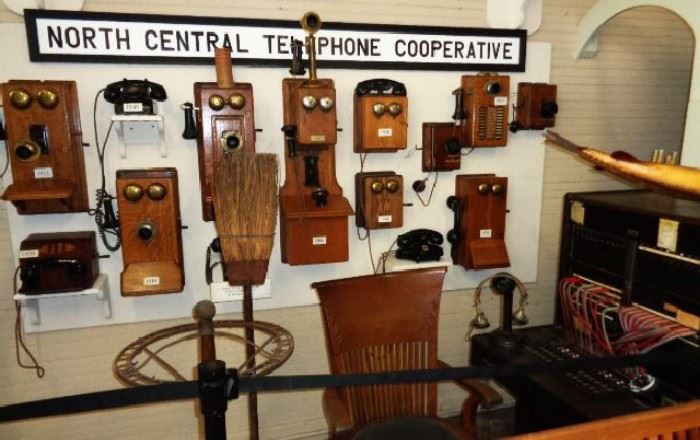 Large collection of antique and vintage telephones