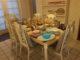Dining table with iron legs and 6 chairs