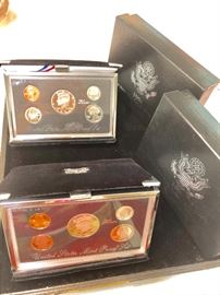 Two Sets Silver mint proof sets in boxes 
Uncirculated 