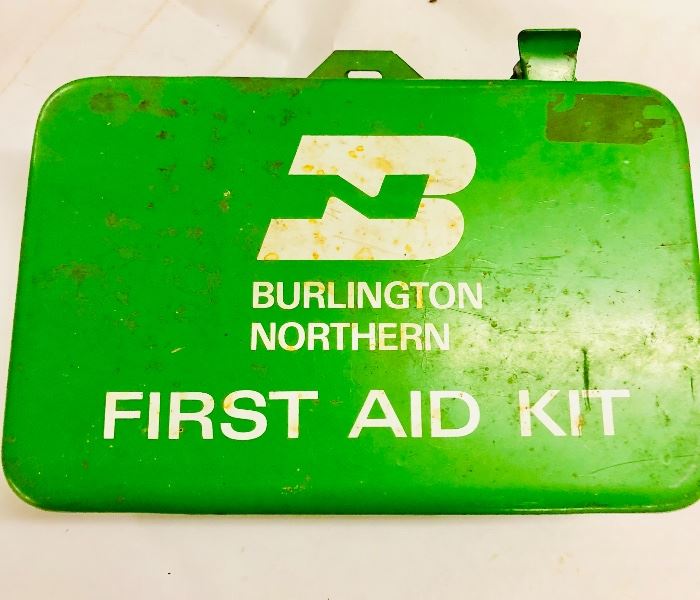 Burlington Northern Railroad Train Metal First Aid from a Conductor Estate