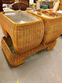 3 Pcs Coffee Table and Pr End Tables Natural Wicker 