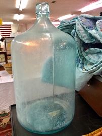 Large Old Blue Glass Water Bottle  
