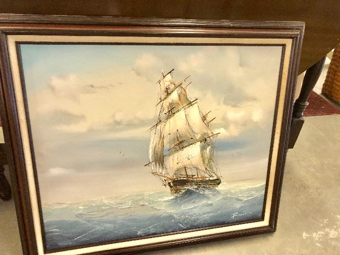 Painted on Canvas Nautical Ship Picture 