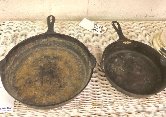 Antique  Cast Iron  Griswold Skillets  Marked on Back No 9  716 and  No 6    669            