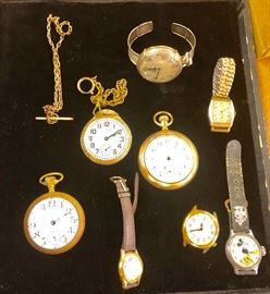 Watch Collection and Pocket Watch Fobs . One is a Train watch . These are from a Railroad Conductors estate . 