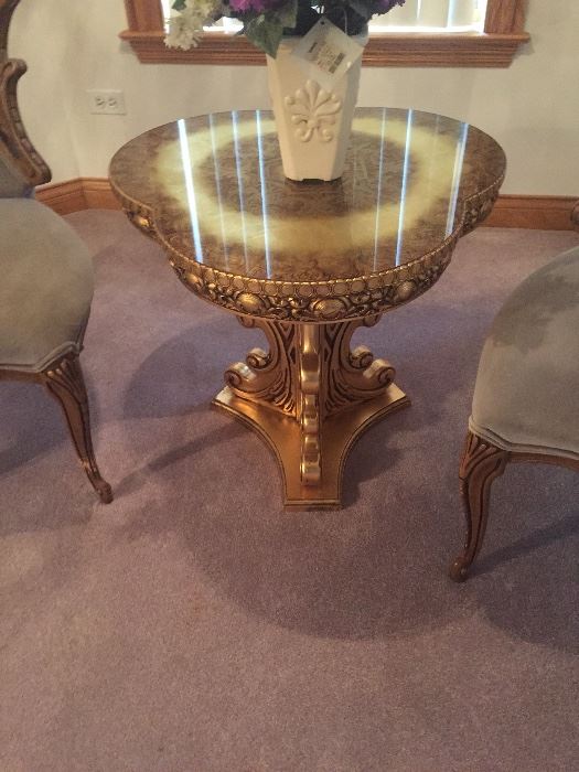 French table handcarved gold leaf