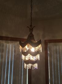 Crystal and brass chandelier