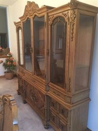 Beautiful hand carved cherrywood China cabinet