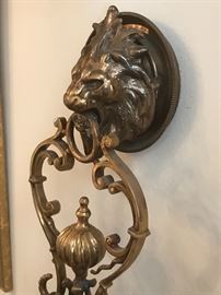 Brass Lion Door Knock Beveled Wall Mirror