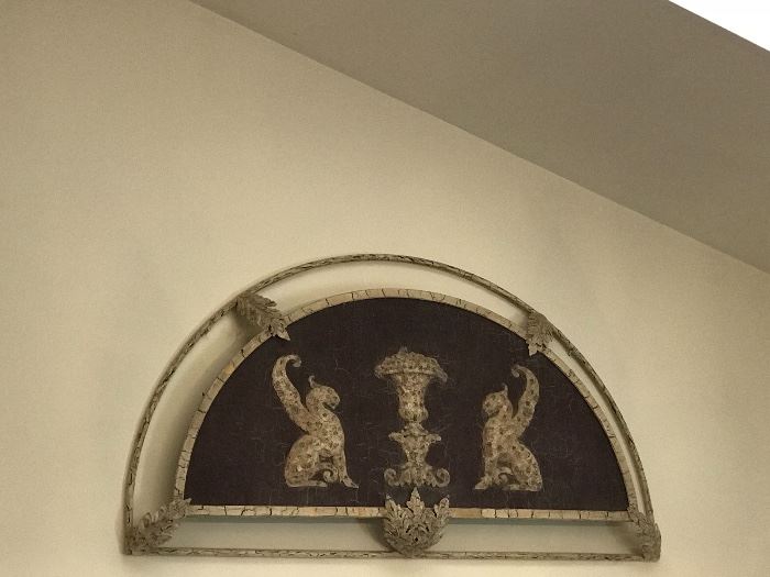 Metal Wall Decor Featuring Griffins And Urn