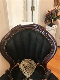Mahogany Gentlemens Chair ~ Leopard Print And Black