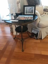 Neiman Marcus Brass Table With Black Top And Claw Feet