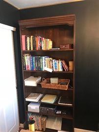 PAIR Wooden Bookcases ~ Assorted Books And Office Items