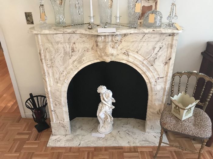 "The Victorian" White Carrera Marble Mantle ~ Beautiful